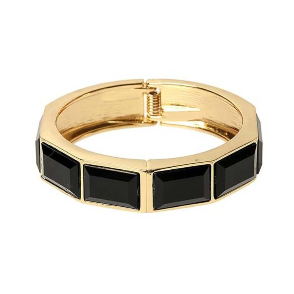 Black and Gold Bracelets Trendy Black Cuff Bracelet Acrylic Bangle Bracelet